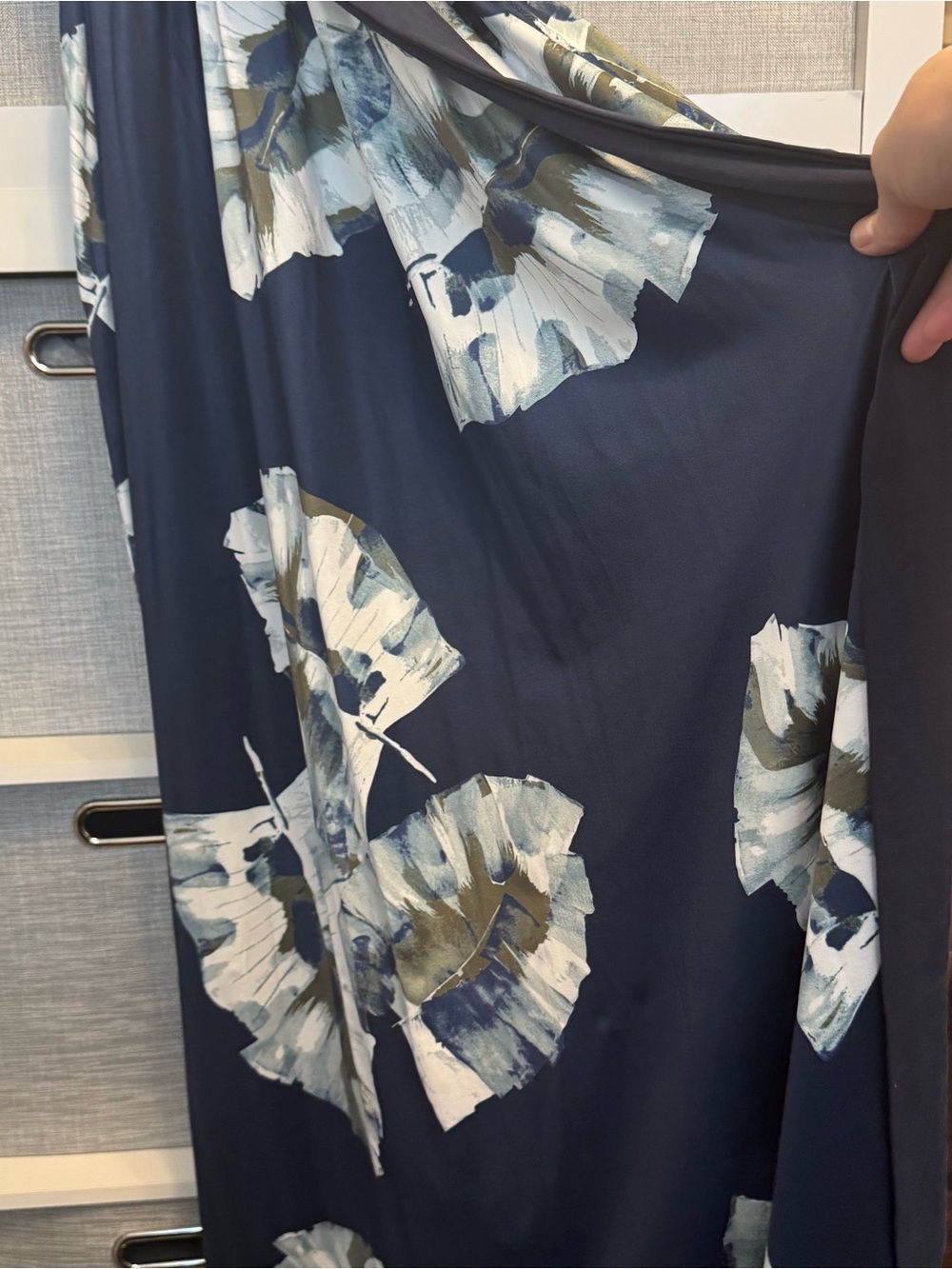 Women's Navy Floral Maxi Skirt with Wrap Detail - Picture 2 of 3